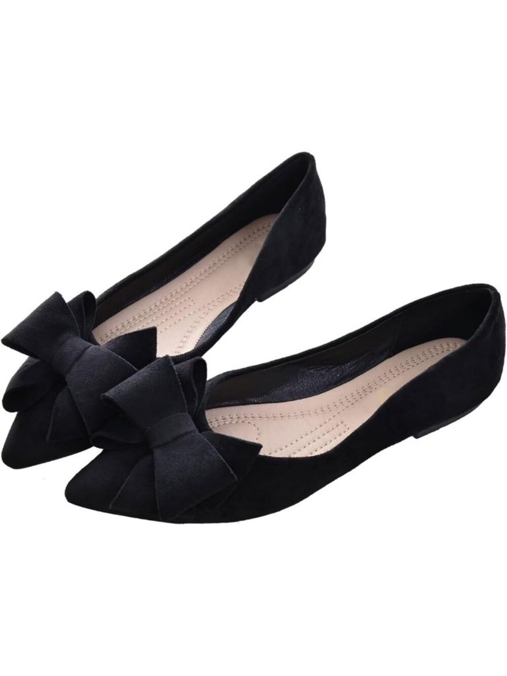Chic Bowknot Pointy Toe Suede Ballet Flats for Women - Stylish & Comfortable